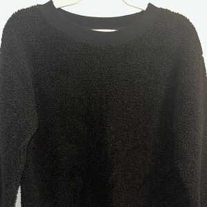 LOFT Black Textured Crew Neck Sweater